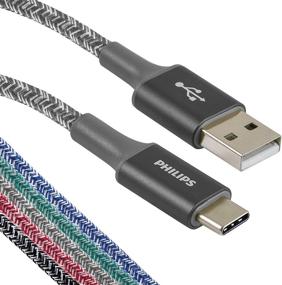 img 4 attached to 🔌 Philips 3ft USB Type C Cable, USB-A to USB-C - Gray Braided Fast Charging Cable, Compatible with iPad Pro, MacBook Pro, Samsung Galaxy S21/S10/S9/Plus, Google Pixel 5/C/3/2/XL - DLC5203GA/37
