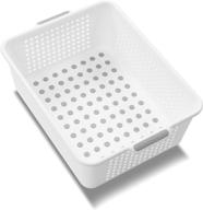 madesmart classic medium storage basket - white, classic collection, multi-purpose organizer with soft-grip dots and non-slip feet, bpa-free logo