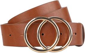 img 4 attached to Womens Leather Double Buckle Belts by IFENDEI - Women's Accessories