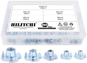 img 4 attached to 🔩 Hilitchi 105-Piece Zinc Plated Steel T-Nut Pronged Tee Assortment Kit - Ideal for Wood, Rock Climbing Holds, Cabinetry, Furniture, and More