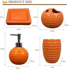 img 2 attached to 🍊 bbruriy 4-Piece Orange Ceramic Bathroom Decor Accessory Set: Soap Dispenser, Soap Dish, Cup, and Toothbrush Holder