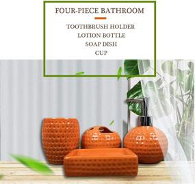 img 3 attached to 🍊 bbruriy 4-Piece Orange Ceramic Bathroom Decor Accessory Set: Soap Dispenser, Soap Dish, Cup, and Toothbrush Holder
