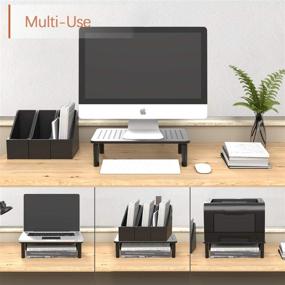 img 2 attached to 🖥️ PUTORSEN Vented Metal Monitor Stand Riser: Adjustable Height, Ergonomic Design for Computer, Laptop, iMac, PC, Printer, Desktop - Non-Skid Rubber Base