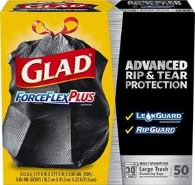 img 4 attached to 🗑️ Glad ForceFlexPlus Drawstring Large Trash Bags - 30 Gallon Size, 50 Count (Varied Packaging)