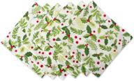 🎄 dii oversized cotton napkins, pack of 6 - boughs of holly design: ideal for dinner parties, christmas, holidays, or everyday use logo