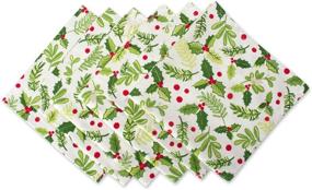 img 4 attached to 🎄 DII Oversized Cotton Napkins, Pack of 6 - Boughs of Holly Design: Ideal for Dinner Parties, Christmas, Holidays, or Everyday Use