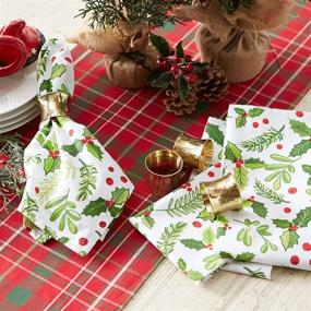 img 2 attached to 🎄 DII Oversized Cotton Napkins, Pack of 6 - Boughs of Holly Design: Ideal for Dinner Parties, Christmas, Holidays, or Everyday Use