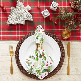 img 1 attached to 🎄 DII Oversized Cotton Napkins, Pack of 6 - Boughs of Holly Design: Ideal for Dinner Parties, Christmas, Holidays, or Everyday Use