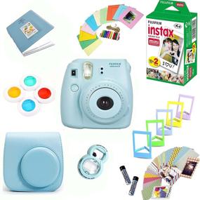 img 4 attached to 📸 Набор фотокамеры Fujifilm Instax Mini 8 - включает в себя пленку Instax Mini, защитный чехол, селфи-линзу, фильтры, рамки и декоративный дизайн (голубой).