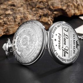 img 2 attached to ⌚ Elegant Silver Pocket Watches Forever Engraved: Timeless Beauty