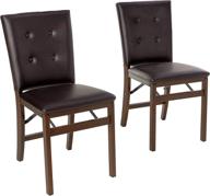 🪑 meco stakmore parson’s folding chair set: elegant espresso bonded leather finish, 2-piece pack logo