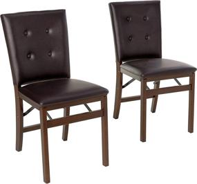 img 4 attached to 🪑 Meco STAKMORE Parson’s Folding Chair Set: Elegant Espresso Bonded Leather Finish, 2-Piece Pack