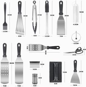 img 3 attached to 🔥 Complete 22 Piece Griddle Accessories Kit for Blackstone and Camp Chef - Professional BBQ Grill Spatula Set with Scraper, Bottle, Tongs, and Egg Rings by COKWEL