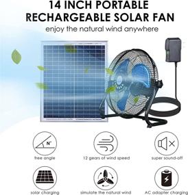 img 3 attached to ⚡ Wireless Rechargeable Table Fan - 14 INCH with Solar Panel and AC Charger Dual Input for Household, Camping, and Fishing Outdoors