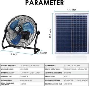 img 2 attached to ⚡ Wireless Rechargeable Table Fan - 14 INCH with Solar Panel and AC Charger Dual Input for Household, Camping, and Fishing Outdoors