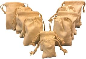 img 4 attached to 25 Count Pack of Reusable Eco-Friendly Cotton Canvas 👜 Double Drawstring Muslin Bags, Premium Quality Natural Color, 12x16 Inches