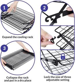 img 2 attached to 🍪 Geesta Stackable Collapsible Cooling Rack with 3 Adjustable Settings - Ideal for Cookies Baking, Roasting, and Cooking