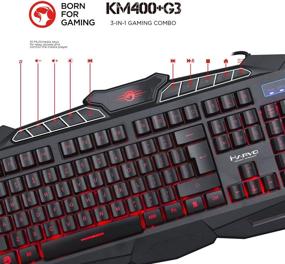 img 3 attached to 🎮 Игровая клавиатура и мышь с подсветкой MARVO KM400 в комплекте с большим игровым ковриком для мыши - клавиатура с 3-цветной подсветкой, мышь с 7-цветной подсветкой и разрешением 2400DPI, расширенный коврик для мыши размером 27,6"x8,8" - для ПК, ноутбуков и компьютеров.