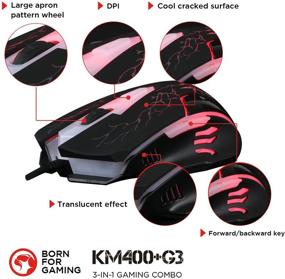 img 1 attached to 🎮 Игровая клавиатура и мышь с подсветкой MARVO KM400 в комплекте с большим игровым ковриком для мыши - клавиатура с 3-цветной подсветкой, мышь с 7-цветной подсветкой и разрешением 2400DPI, расширенный коврик для мыши размером 27,6"x8,8" - для ПК, ноутбуков и компьютеров.