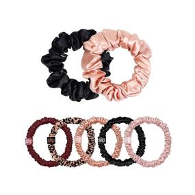 img 4 attached to 🍇 Slip Silk Scrunchies Mega Set - Plum Rose Collection: Gentle & Crease-Free 22 Momme Mulberry Silk Hair Ties