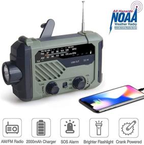 img 2 attached to 📻 Multi-function Emergency Solar Hand Crank Portable Radio: NOAA Weather Radio, AM/FM, LED Flashlight, Power Bank USB Charger, SOS Alarm, and Compass (Green)