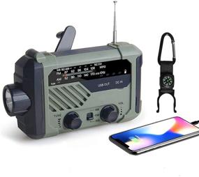 img 4 attached to 📻 Multi-function Emergency Solar Hand Crank Portable Radio: NOAA Weather Radio, AM/FM, LED Flashlight, Power Bank USB Charger, SOS Alarm, and Compass (Green)