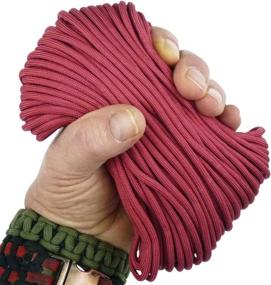 img 4 attached to 🔴 MilSpec Paracord Cranberry Red 110 ft. Hank - Military Survival Braided Parachute 550 Cord