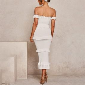 img 3 attached to Women's Clothing: Strapless 👗 Bodycon with Tiered Shoulder Ruffles