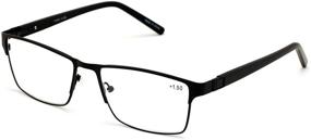 img 3 attached to 💼 Stylish and Functional: Men's Premium Rectangle Metal Reading Glasses - Extra Large Size, Wide Frame - 152mm Width