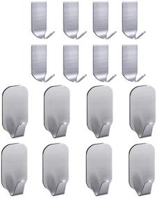 img 4 attached to 🧲 16-Pack Waterproof Strong Adhesive Wall Hooks for Hat, Bathroom, Kitchen - Stainless Steel Hangers with Sticky Pads - Easy Stick-on Hooks for Enhanced Organizing