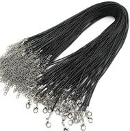 24-inch black braided leather necklace cord rope with lobster claw clasp 2.0mm (pack of 50) logo