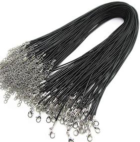 img 4 attached to 24-inch Black Braided Leather Necklace Cord Rope with Lobster Claw Clasp 2.0mm (Pack of 50)