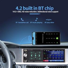 img 2 attached to 🚗 Автомагнитола Podofo Single Din 4.1" емкостный сенсорный экран: Bluetooth, голосовое управление SIRI, радиоприемник, MirrorLink, два USB-порта и AUX-вход, задний микрофон.