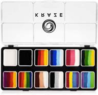 🎨 kraze fx splash 12 color split cake palette: water activated face painting kit for sensitive skin, kids & adults - hypoallergenic, safe, non-toxic, with 2 brushes - 6 gm logo