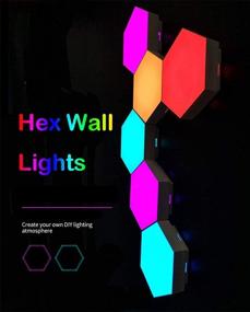 img 1 attached to 🔳 6 Pack Hexagon Wall Light Multicolored: Smart LED Touch-Sensitive RGB Night Light for DIY Geometry Splicing, Ideal for Bedroom, Living/Gaming Room, Hallway, and Party Decor - Fixed Color