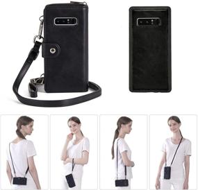 img 4 attached to MODOS LOGICOS Crossbody Bag for Galaxy Note 8: Detachable Wallet Folio with Shoulder Wrist Straps, Zipper Storage, RFID Blocking, PU Leather Purse & Removable Magnetic TPU Case - Black