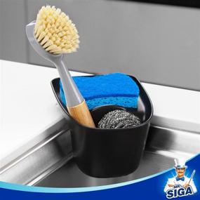 img 2 attached to 🧽 Pack of 2 MR.SIGA Sink Caddy with Suction Cup for Kitchen, Sponge and Scouring Pad Holder - Black