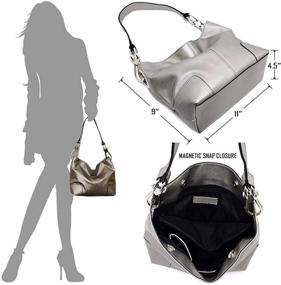 img 1 attached to Fashion Classic Satchel Handbag Medium Pewter Women's Handbags & Wallets in Hobo Bags