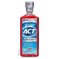 act anticavity zero alcohol fluoride mouthwash 18 fl. oz. - accurate dosing cup & cinnamon freshness logo
