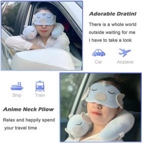 img 2 attached to 🐉 Cute Dragon Dratini Plush Neck U-Shaped Travel Pillow - Anime Neck Pillow with Sleeping Eye Mask - Japanese Anime Stuffed Cervical Neck Pillow Eye Covers - Kawaii Travel Pillow for Car Airplane Train