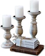 🕯️ set of 3 pillar candle holders: wood accent for tables, pillar & flameless led candles, tall wood farmhouse candle sticks logo