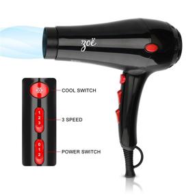 img 1 attached to Prizm Professional 1875W Blow Dryer with Ionic Tourmaline Ceramic Technology, Concentrator & Diffuser Attachments, in Black