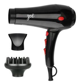 img 4 attached to Prizm Professional 1875W Blow Dryer with Ionic Tourmaline Ceramic Technology, Concentrator & Diffuser Attachments, in Black