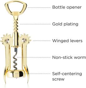 img 3 attached to Gold Plated Viski Winged Corkscrew Wine Bottle Opener with Non-stick Coated Worm - 9.25 Inches