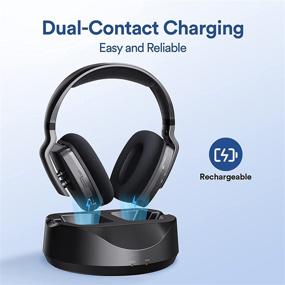 img 2 attached to 🎧 Stiive Wireless Headphones for TV with Dual-Contact Charging Dock, Extended 150ft Wireless Range &amp; Rechargeable 20-Hour Battery Life, Digital Stereo Over Ear Headset for TV Watching and Computer Gaming