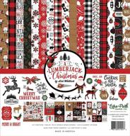 lumberjack christmas collection kit by echo park paper company - red, black, woodgrain, green logo