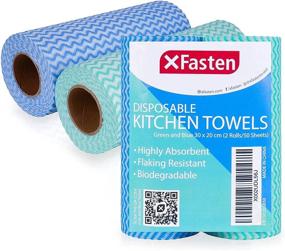 img 4 attached to 🧽 XFasten Washable and Reusable Kitchen Towels, 11.8 inches x 7.87 inches, Set of 2 (Green, Blue 100 Total Sheets) - Lint and Streak Free Cleaning Cloths, Eco-Friendly Paper Towel Alternatives