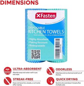 img 3 attached to 🧽 XFasten Washable and Reusable Kitchen Towels, 11.8 inches x 7.87 inches, Set of 2 (Green, Blue 100 Total Sheets) - Lint and Streak Free Cleaning Cloths, Eco-Friendly Paper Towel Alternatives