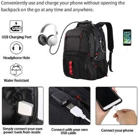 img 2 attached to 🎒 YOREPEK Extra-Large Backpack: TSA-Friendly Travel Business Backpack for 17-Inch Laptops, Durable High School and College Bookbag with USB Charging Port - Ideal Gifts for Men and Women, Black