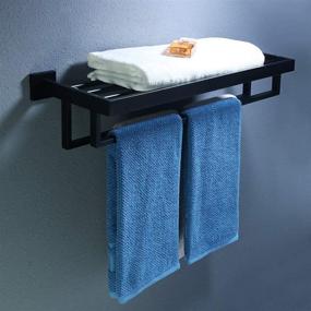 img 2 attached to 🚿 Modern Matte Black Towel Rack Shelf with 2 Bars - Alise Bathroom Lavatory Towels Storage, Wall Mounted SUS 304 Stainless Steel 24-Inch, GOY8002-B